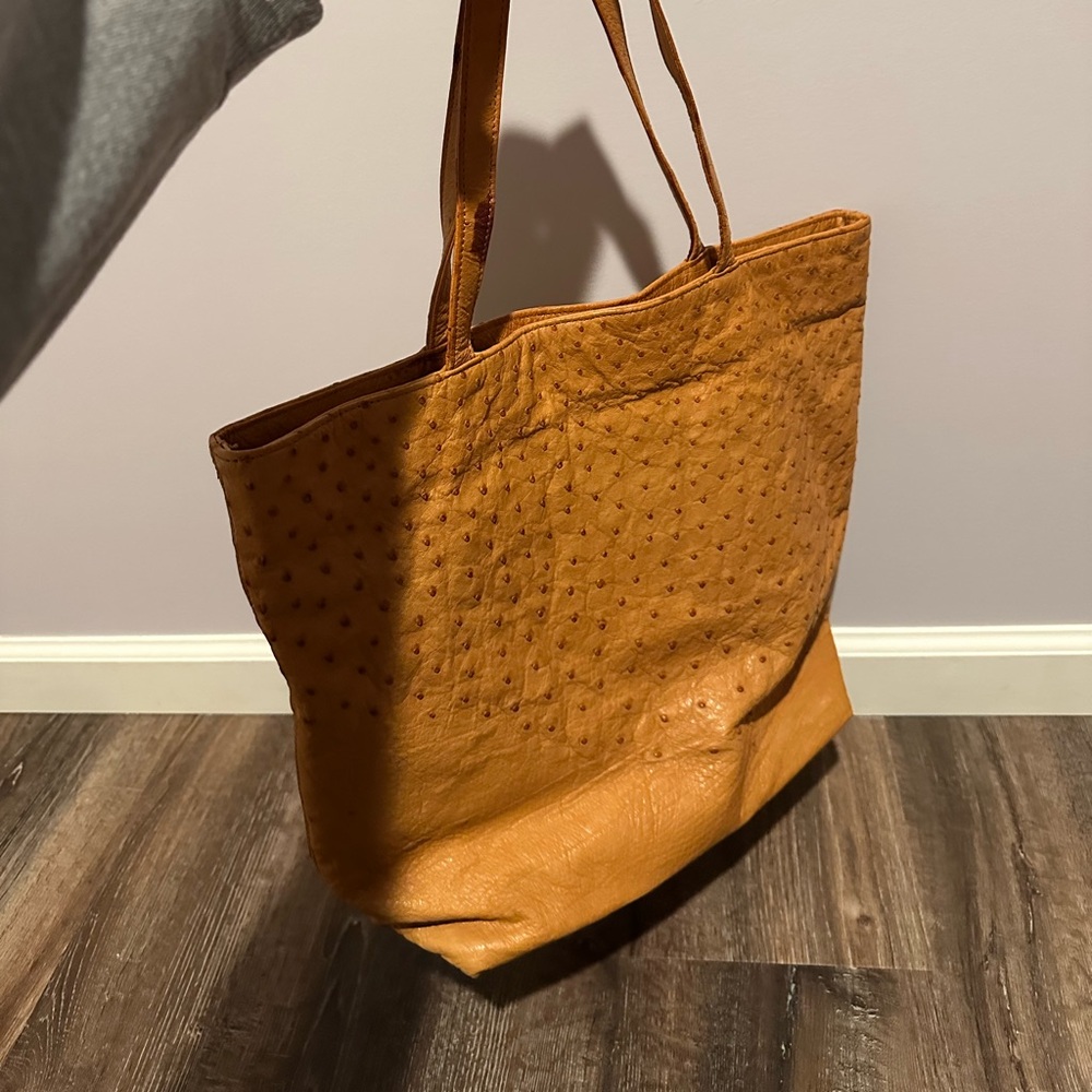Fatto A Mano Carlos Falchi Ostrich Leather Tote - Picture 2 of 9